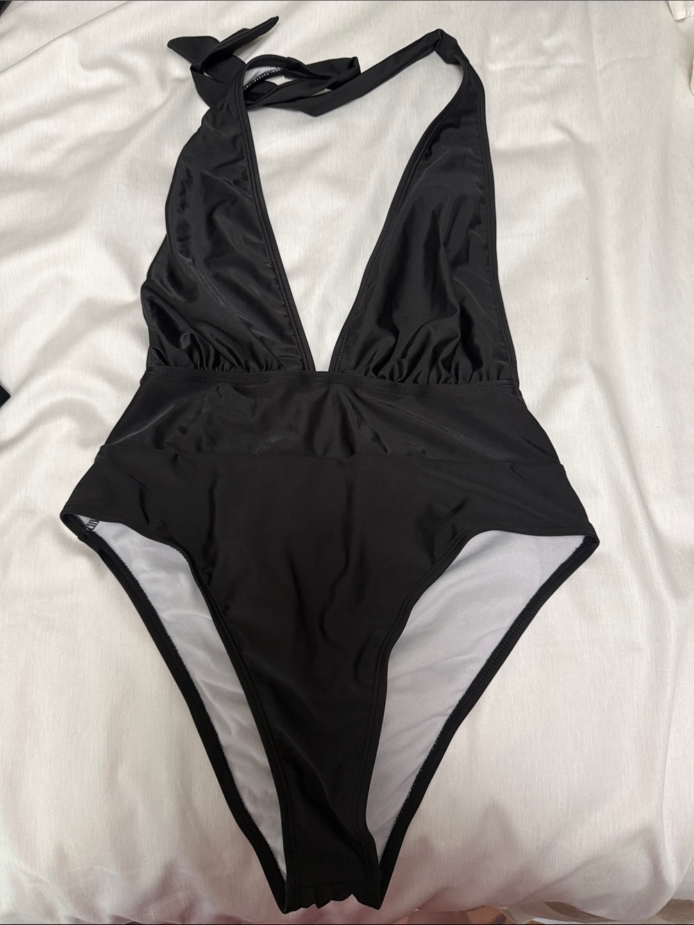 Classic Black Plunging One-Piece Swimsuit